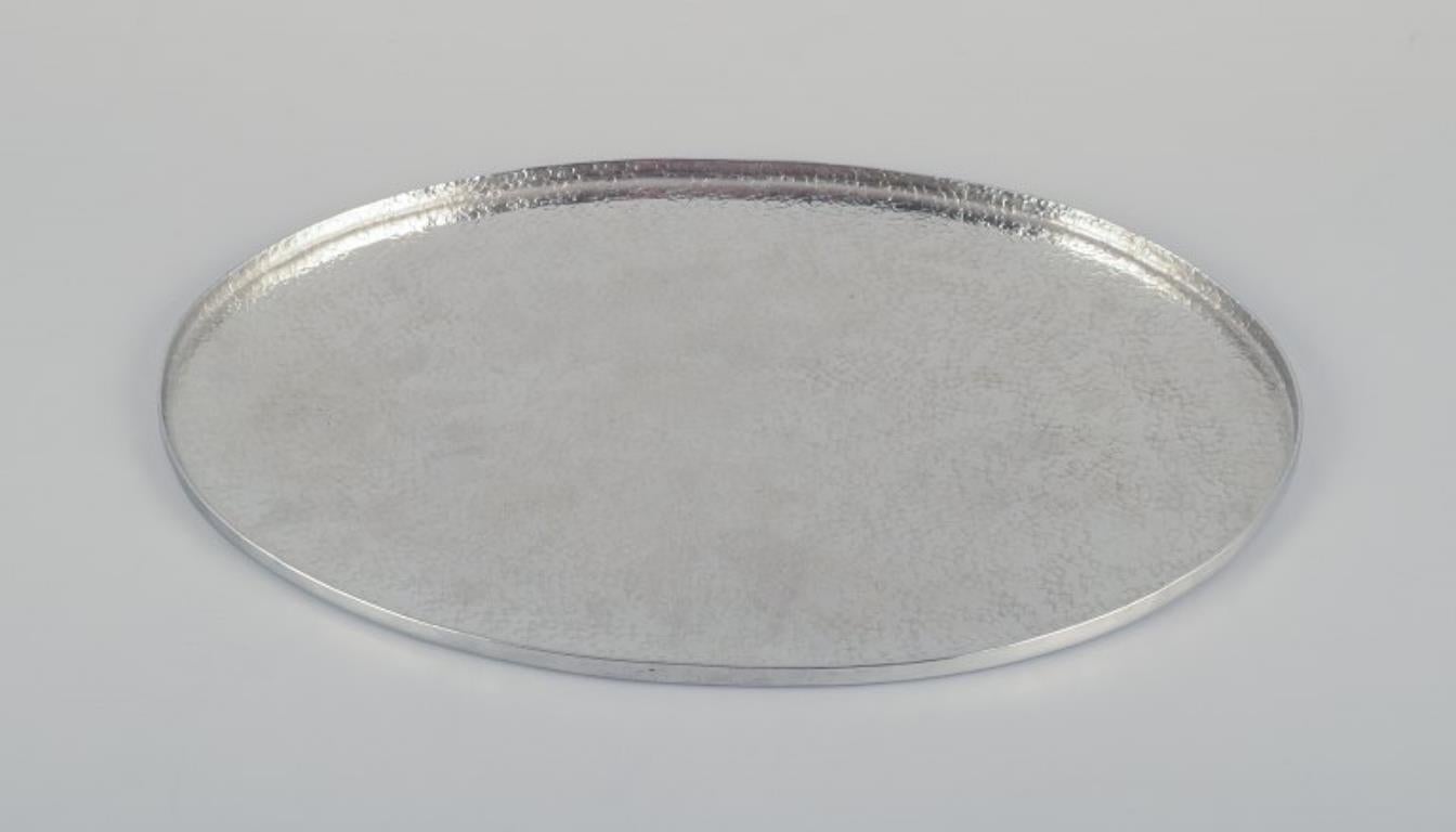 Metal Lars Göransson, Swedish designer. Hammered modernist tin tray. For Sale