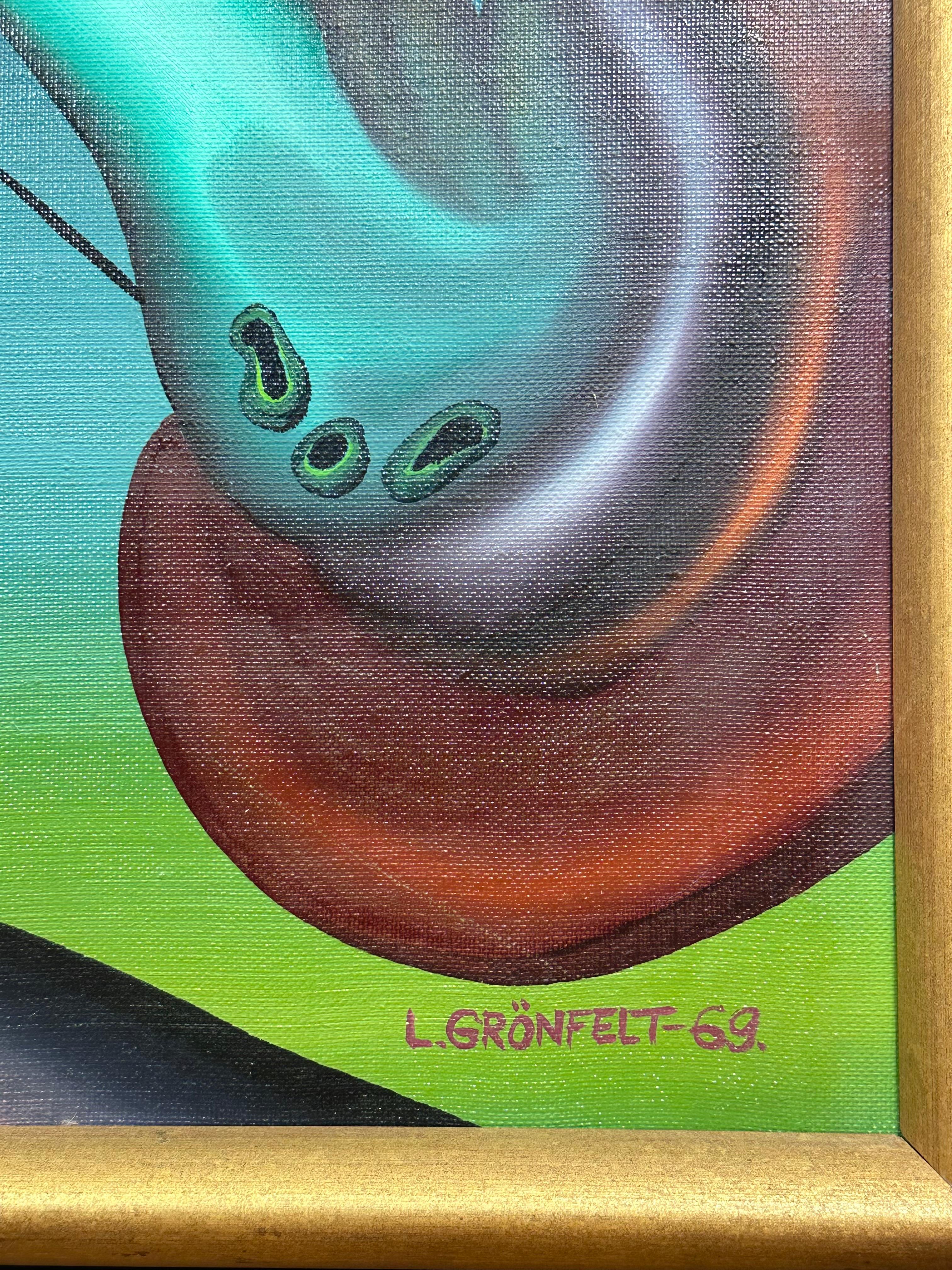 Lars Grönfelt, Öl auf Leinwand, signiert und datiert 69 im Angebot 3