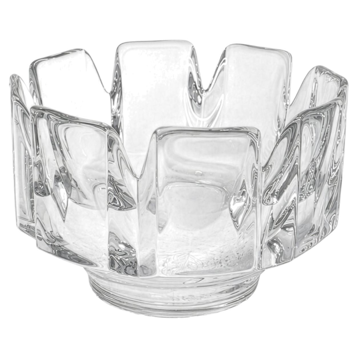 Lars Hellsten for Orrefors Corona Crystal Bowl, Sweden, 1970s