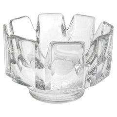 Lars Hellsten for Orrefors Corona Crystal Bowl, Sweden, 1970s