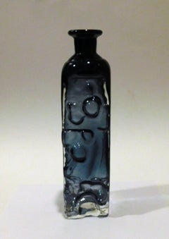 Vaso di vetro Lars Hellsten Orrefors in blu-grigio fumé, 1979