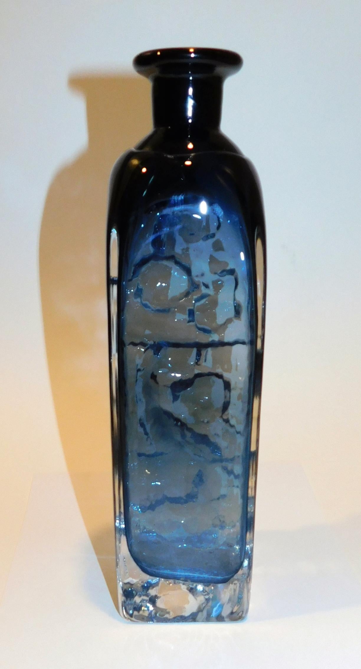 20th Century Lars Hellsten Orrefors Glass Vase in Smoky Blue-Grey, 1979 For Sale