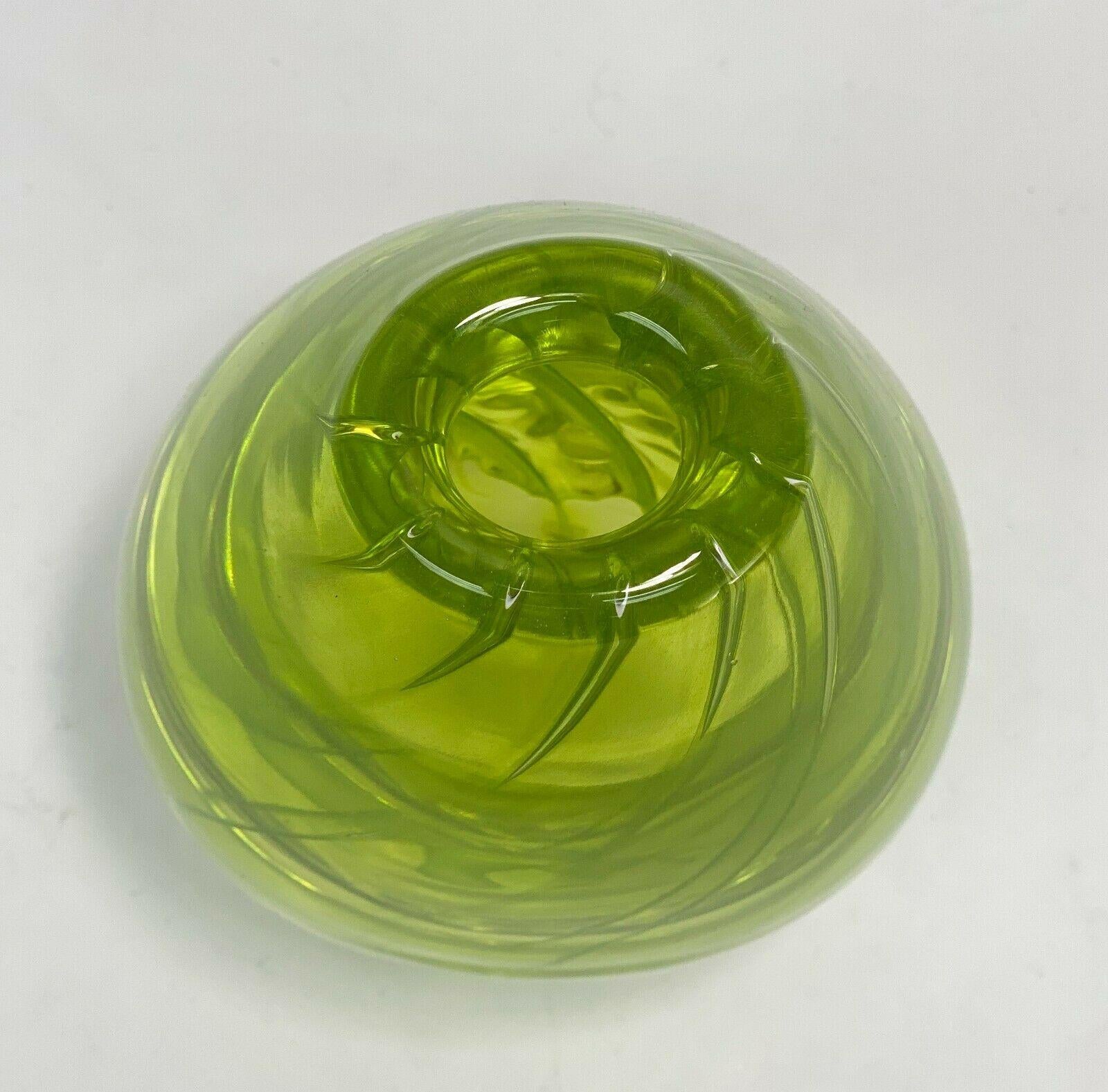 Swedish Lars Hellsten Orrefors Sweden Expo Art Glass Vase Signed For Sale