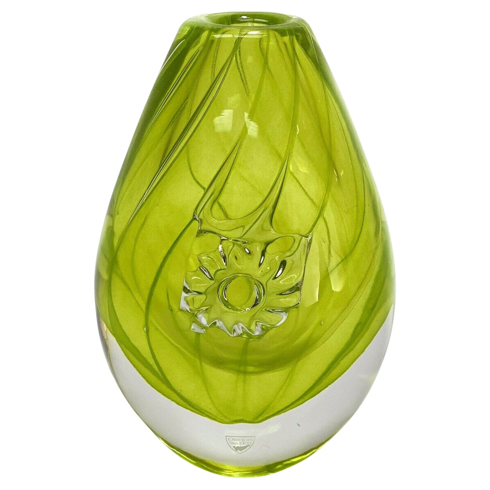 Lars Hellsten Orrefors Sweden Expo Art Glass Vase Signed For Sale