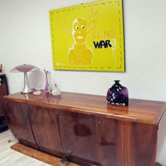 Lars Hellsten Orrefors Schweden Lila Kunstglasvase aus Schweden, signiert