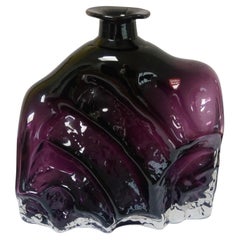 Lars Hellsten Orrefors Sweden Purple Art Glass Vase Signed