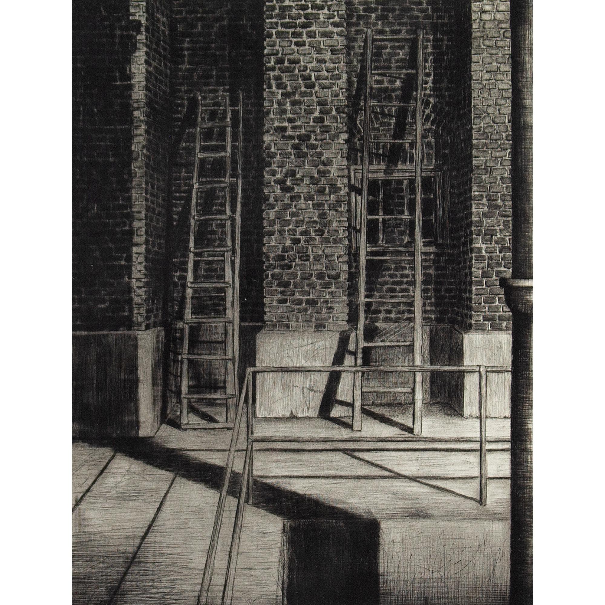 Lars Hoffsten, Ladders, Etching 1
