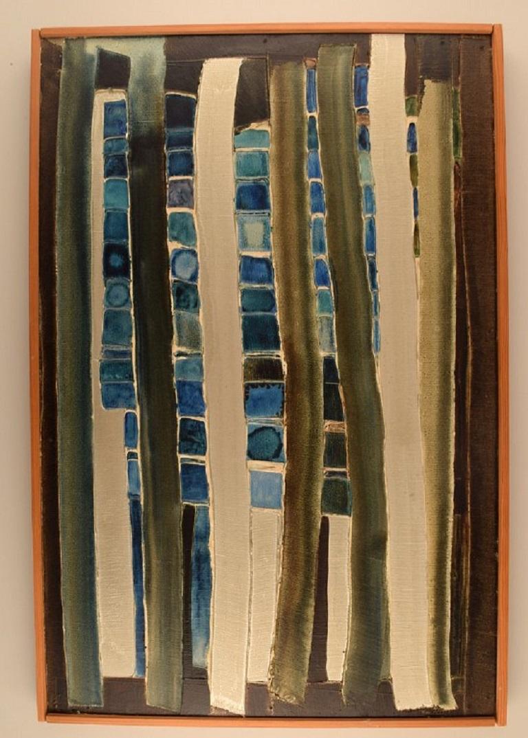 Lars Hofsjö (1931-2011), Sweden. Oil on canvas. Abstract composition. 1960/70's.
The canvas measures: 77 x 51 cm.
The frame measures: 1 cm.
in excellent condition.
Signed.