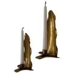 Lars Holmström 'Attribution', Organic Candle Sconces, Brass, Sweden, 1940s