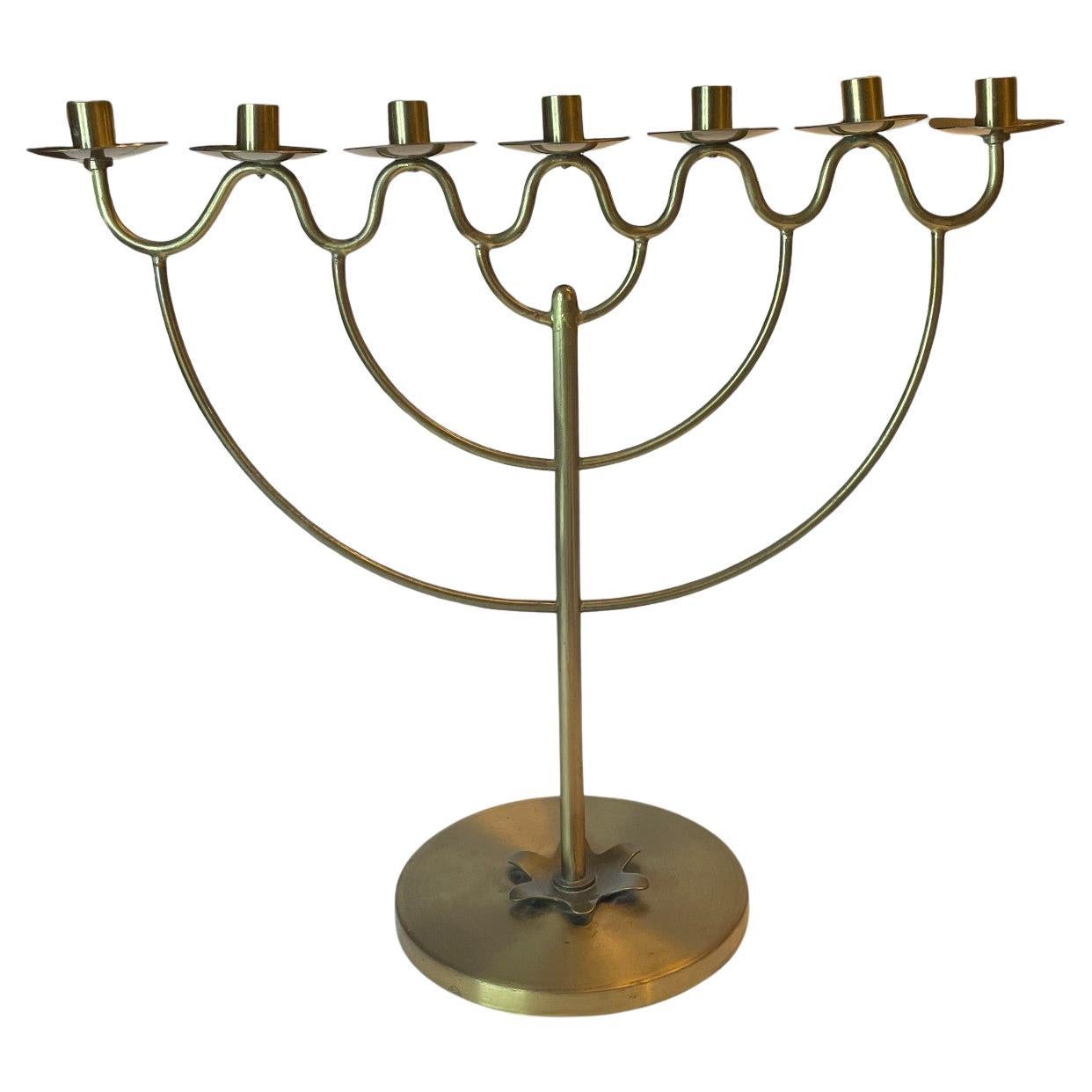 Lars Holmström Brass Christmas Candelabra Scandinavian Swedish Modern 1950's