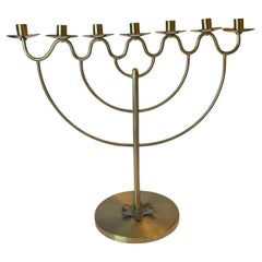 Lars Holmström Brass Christmas Candelabra Scandinavian Swedish Modern 1950's