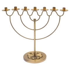 Lars Holmström Brass Seven-Light Candelabra Arvika Konsthantverk, Swedish 1950's