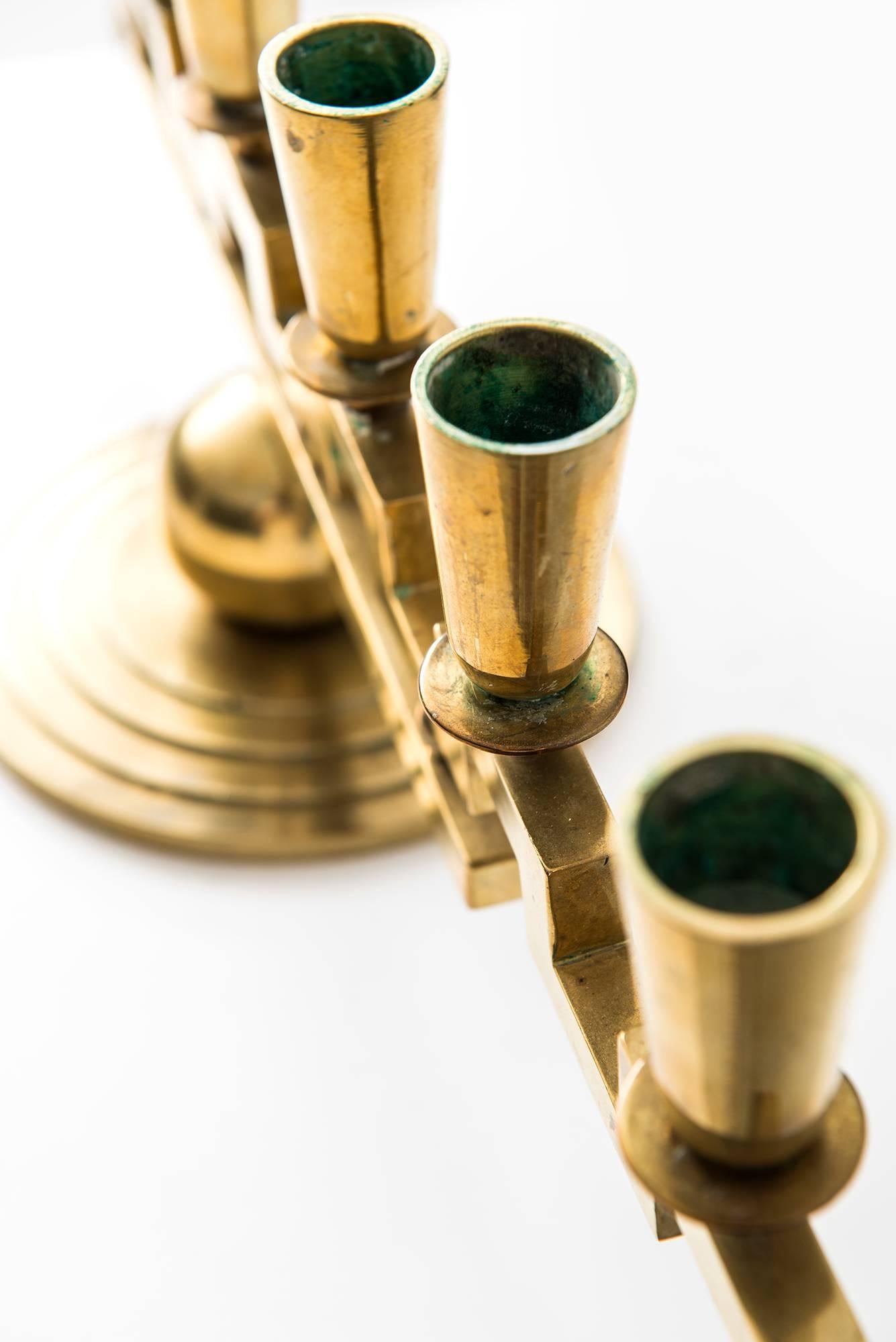 Lars Holmström Candlestick in Brass by Lars Holmström in Arvika, Sweden For Sale 1