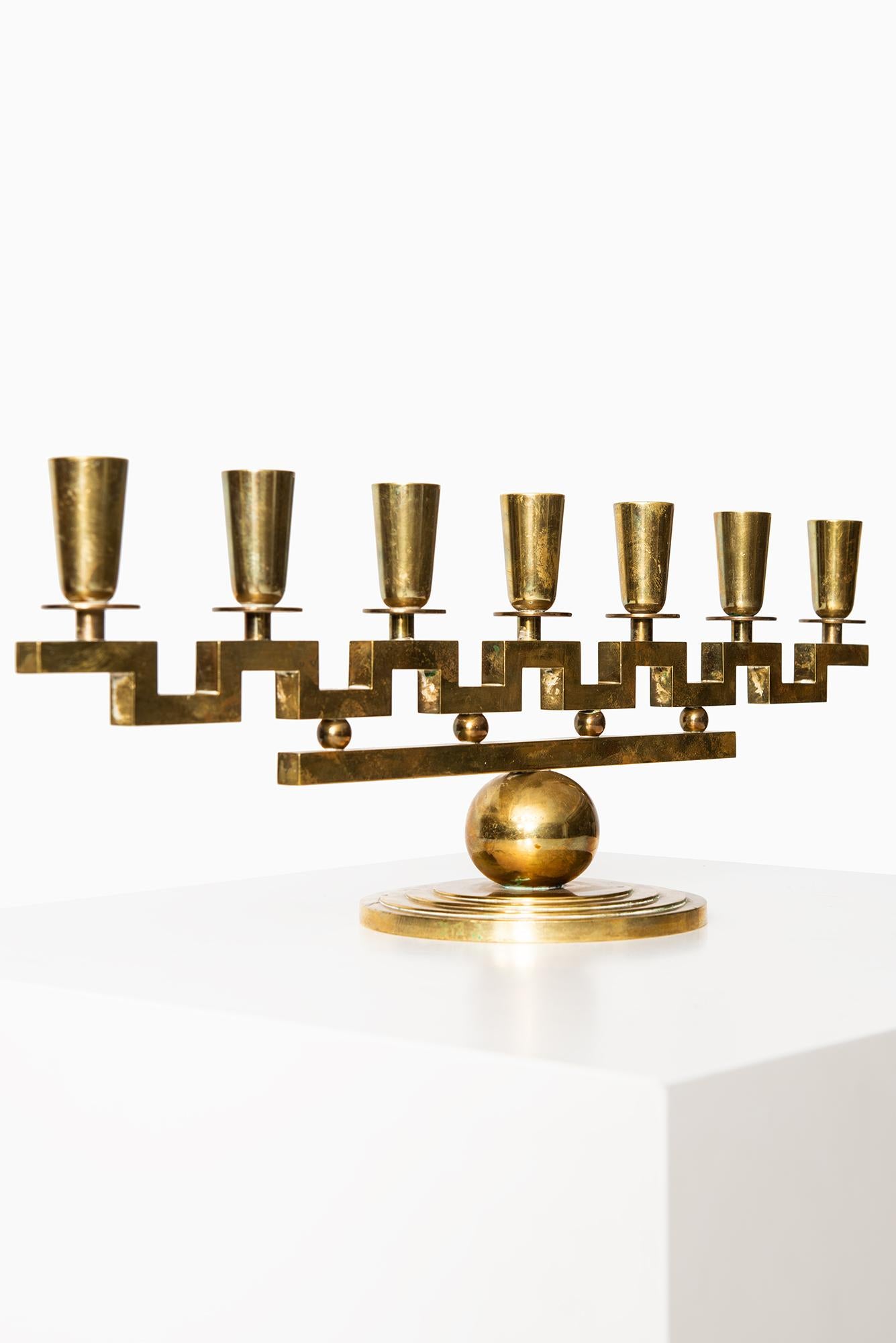 Lars Holmström Candlestick in Brass Produced in His Own Workshop in Arvika 1