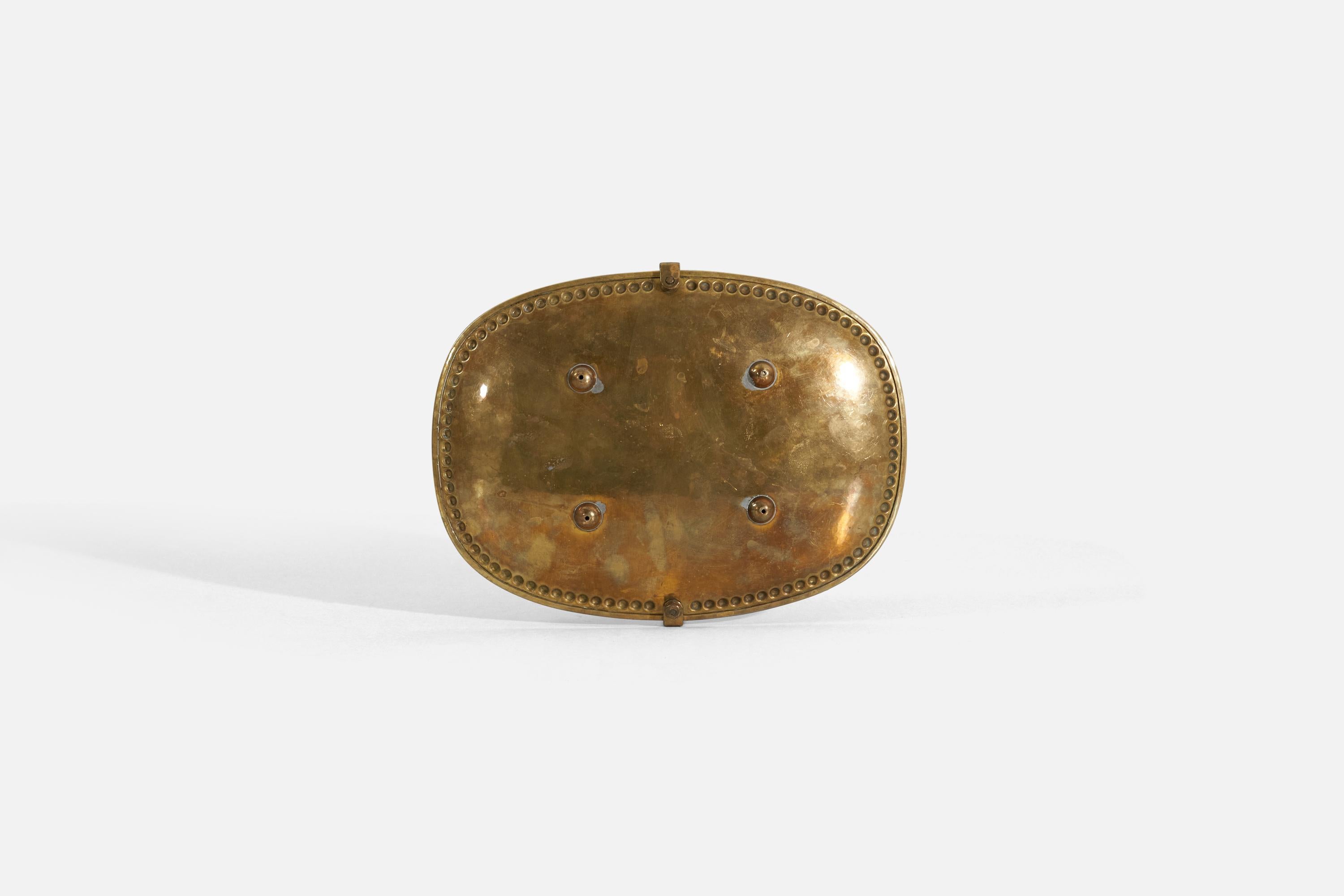 Swedish Lars Holmström, Dish or Tray, Brass, Arvika, Sweden, 1940s For Sale