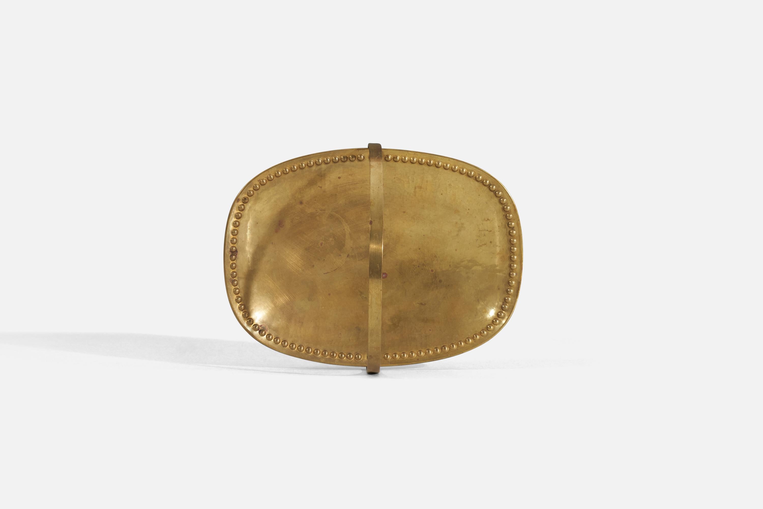 Lars Holmström, Dish or Tray, Brass, Arvika, Sweden, 1940s In Good Condition For Sale In High Point, NC