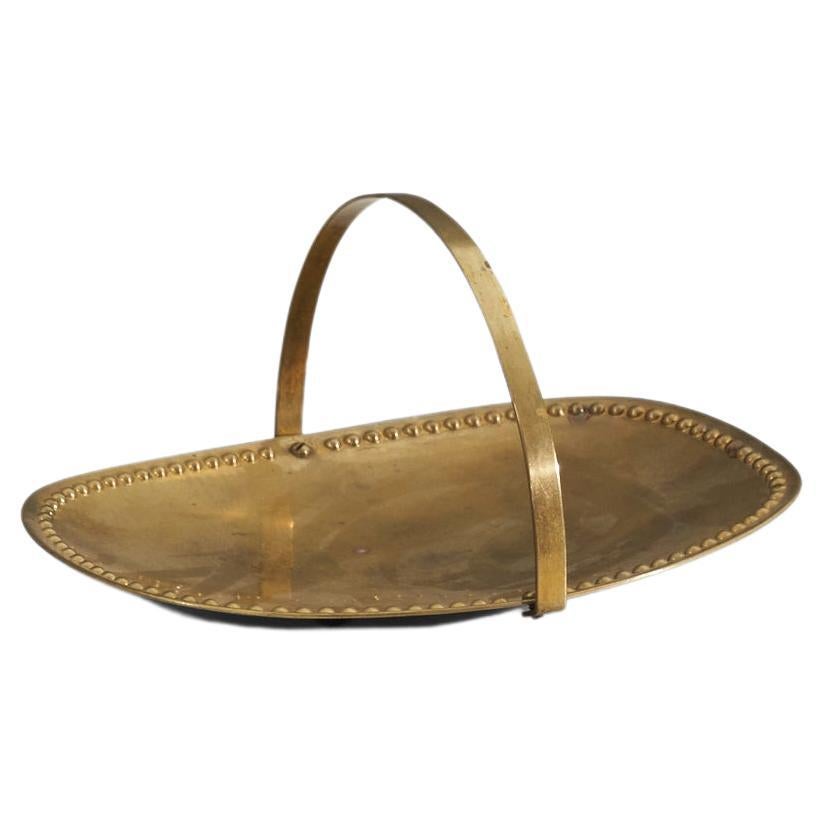 Lars Holmström, Dish or Tray, Brass, Arvika, Sweden, 1940s For Sale