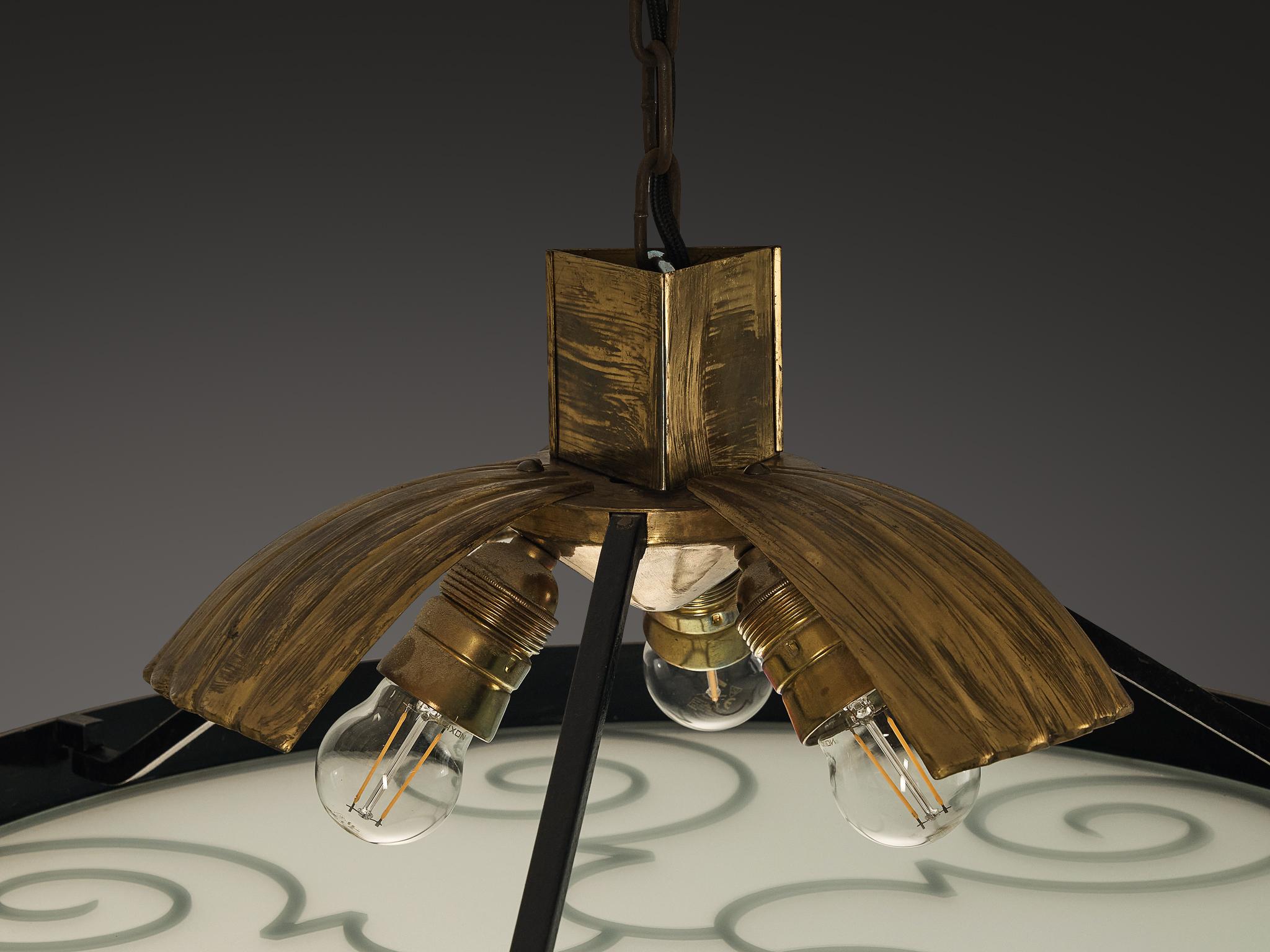 Glass Lars Holmström for Arvika Konsthantverk Art Deco Ceiling Light