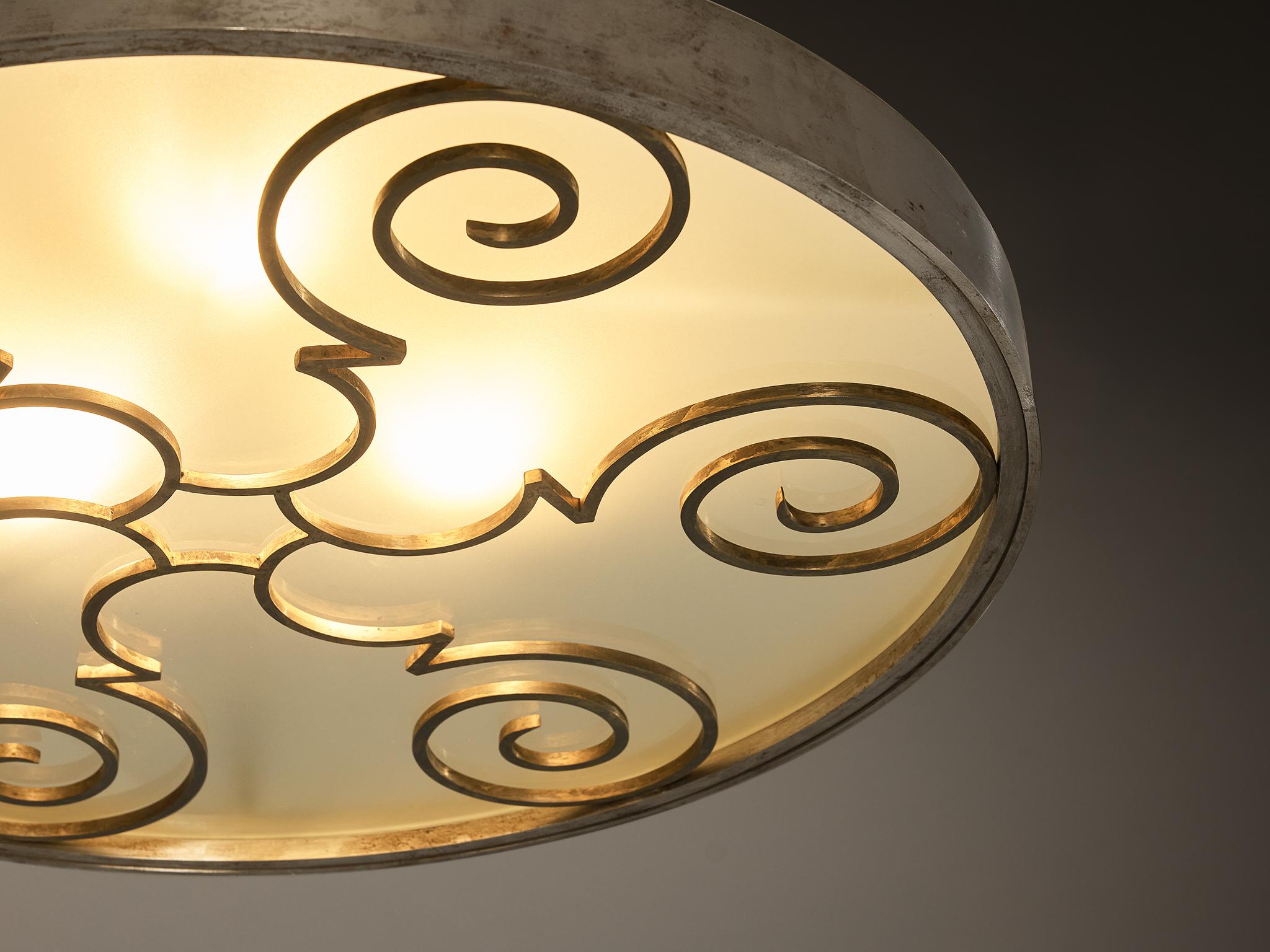 Brass Lars Holmström for Arvika Konsthantverk Art Deco Ceiling Light For Sale