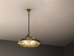 Lars Holmström pour Arvika Konsthantverk : plafonnier Art déco en acier et laiton