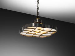 Lars Holmström for Arvika Konsthantverk Ceiling Light Steel Brass Glass 1930s
