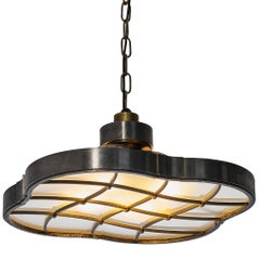 Lars Holmström for Arvika Konsthantverk Ceiling Light Steel Brass Glass 1930s