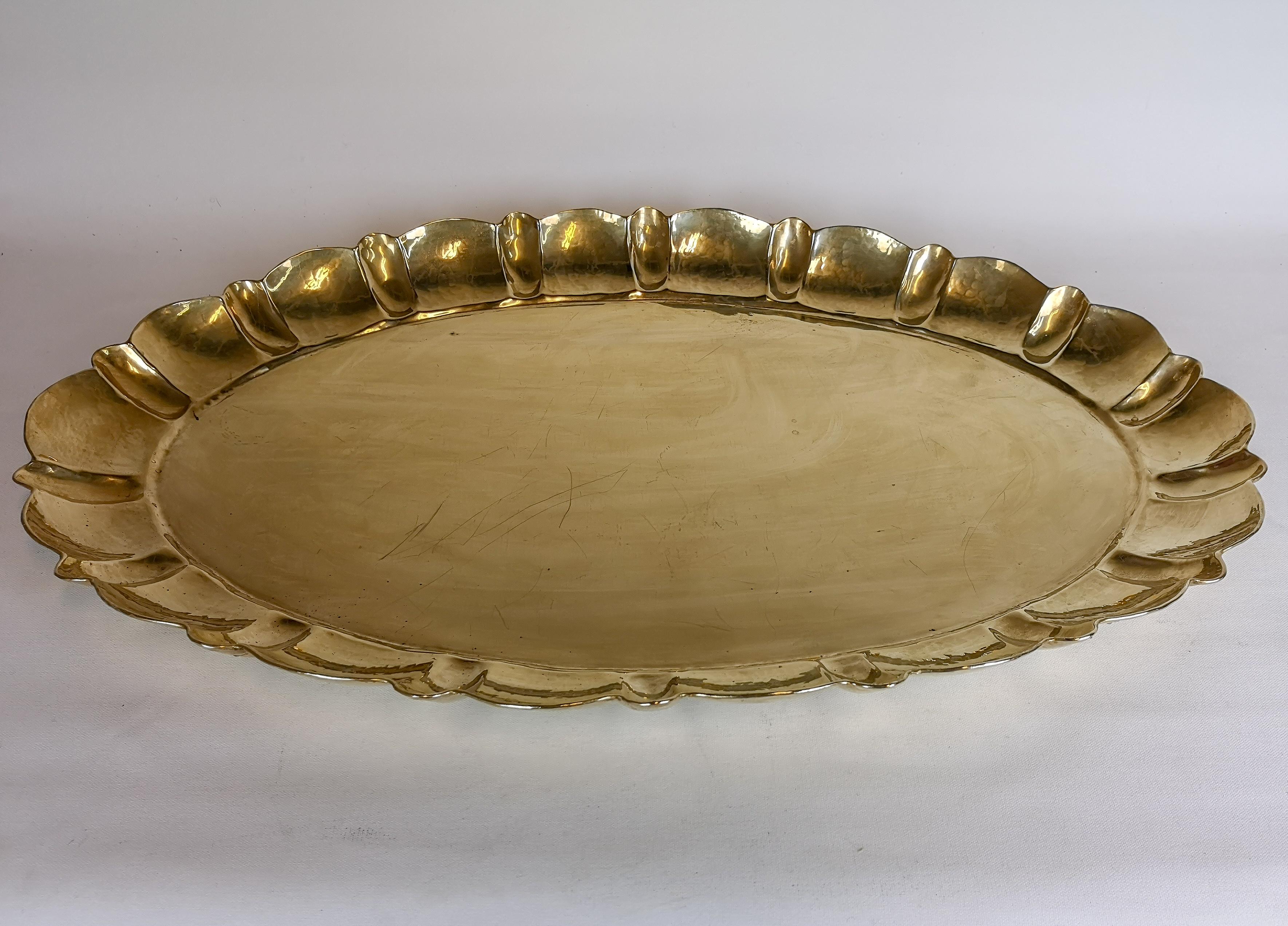 Mid-20th Century Lars Holmström Large Tray in Brass by Lars Holmström in Arvika, Sweden