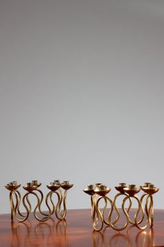 Lars Holmström, coppia di candelieri in ottone degli anni '40, Svezia