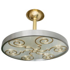 Lars Holmstrom Scandinavian Modern Steel and Brass Pendant, Arvika, Sweden