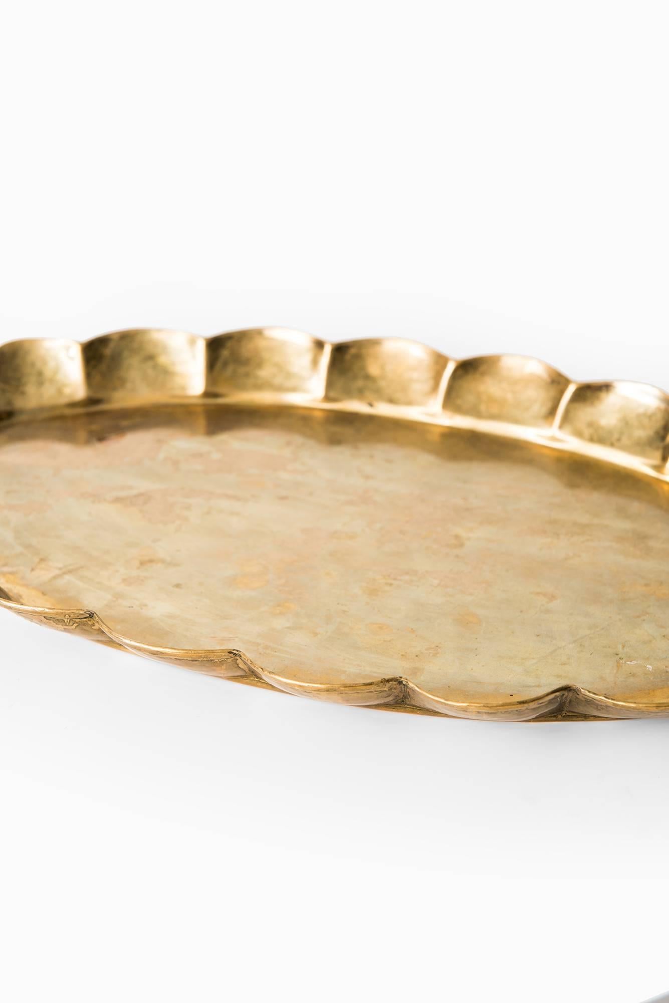 Large tray in brass designed by Lars Holmström. Produced by Lars Holmström in Arvika, Sweden.