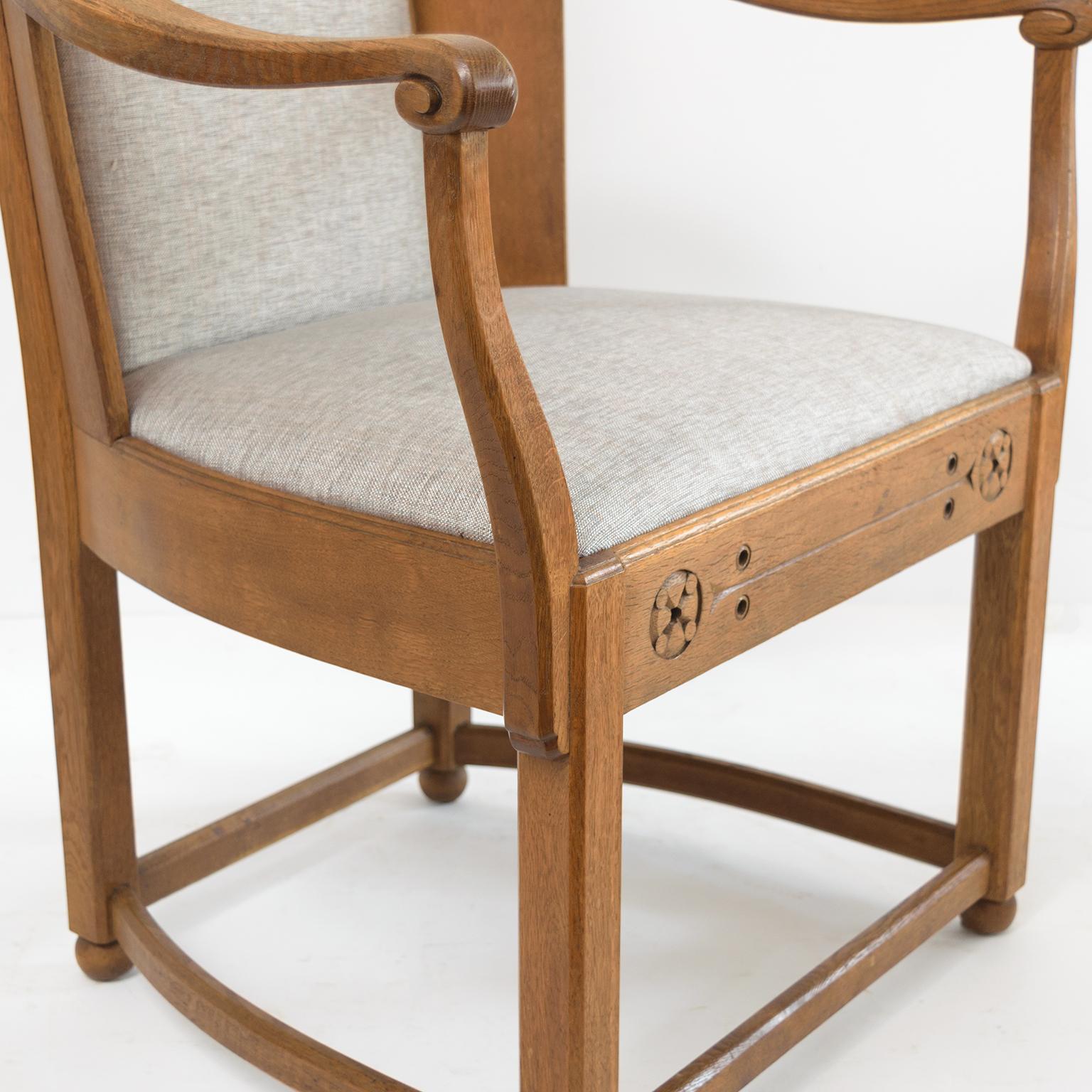 Fauteuils Arts & Crafts suédois en chêne à haut dossier conçus par Lars Israel Wahlman en vente 4