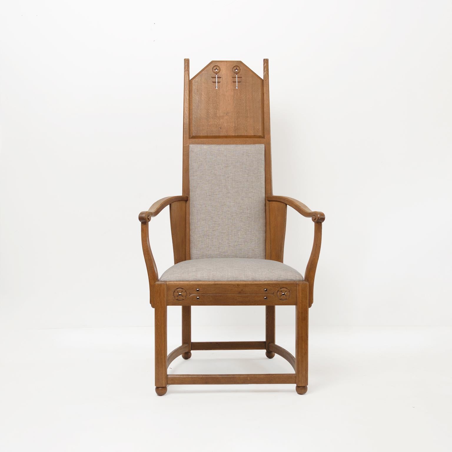 Arts and Crafts Fauteuils Arts & Crafts suédois en chêne à haut dossier conçus par Lars Israel Wahlman en vente