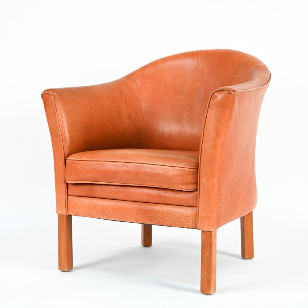 Mid-Century Modern Lars Kalmer for Mogens Hansen Leather Easy Chair