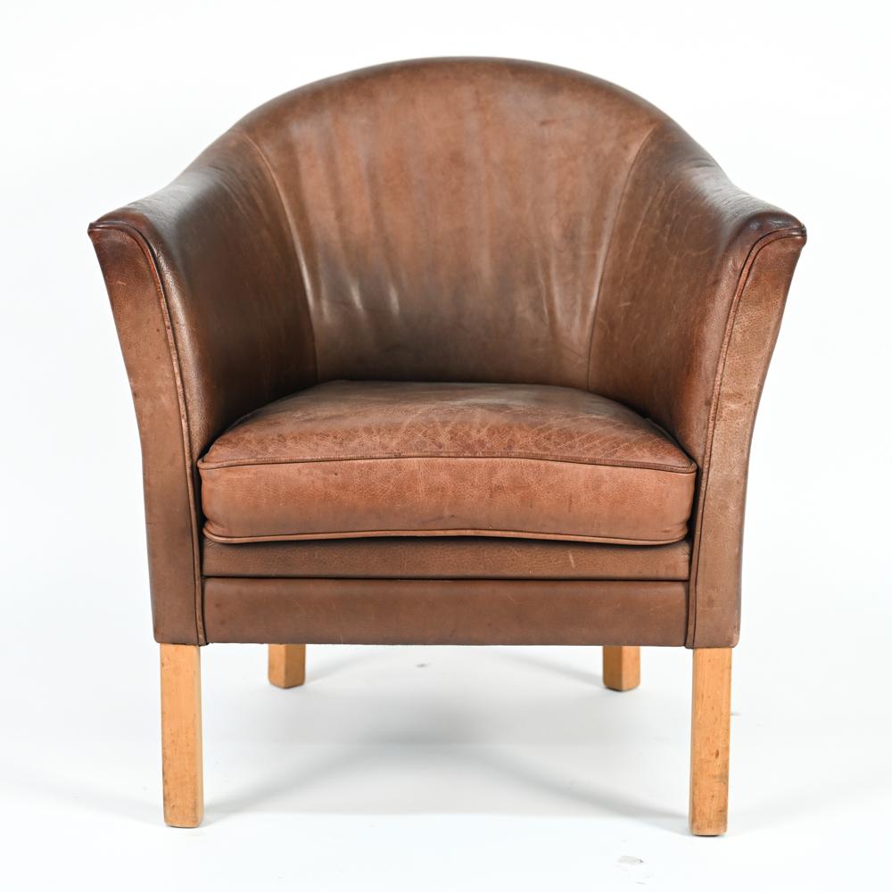 Mid-Century Modern Lars Kalmer for Mogens Hansen Leather Easy Chair