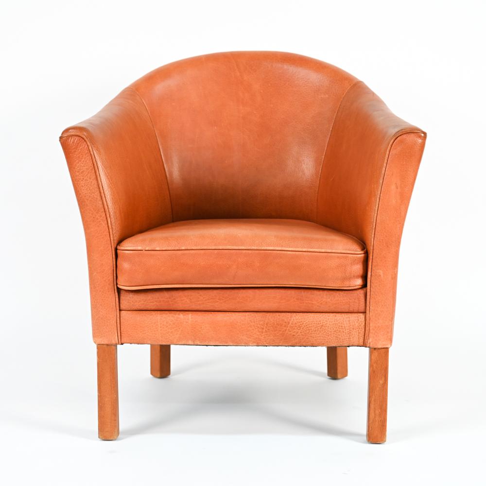 Danish Lars Kalmer for Mogens Hansen Leather Easy Chair