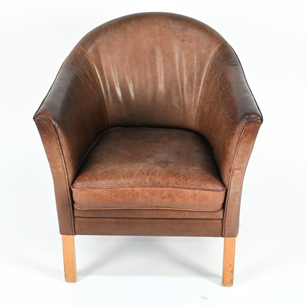 Danish Lars Kalmer for Mogens Hansen Leather Easy Chair