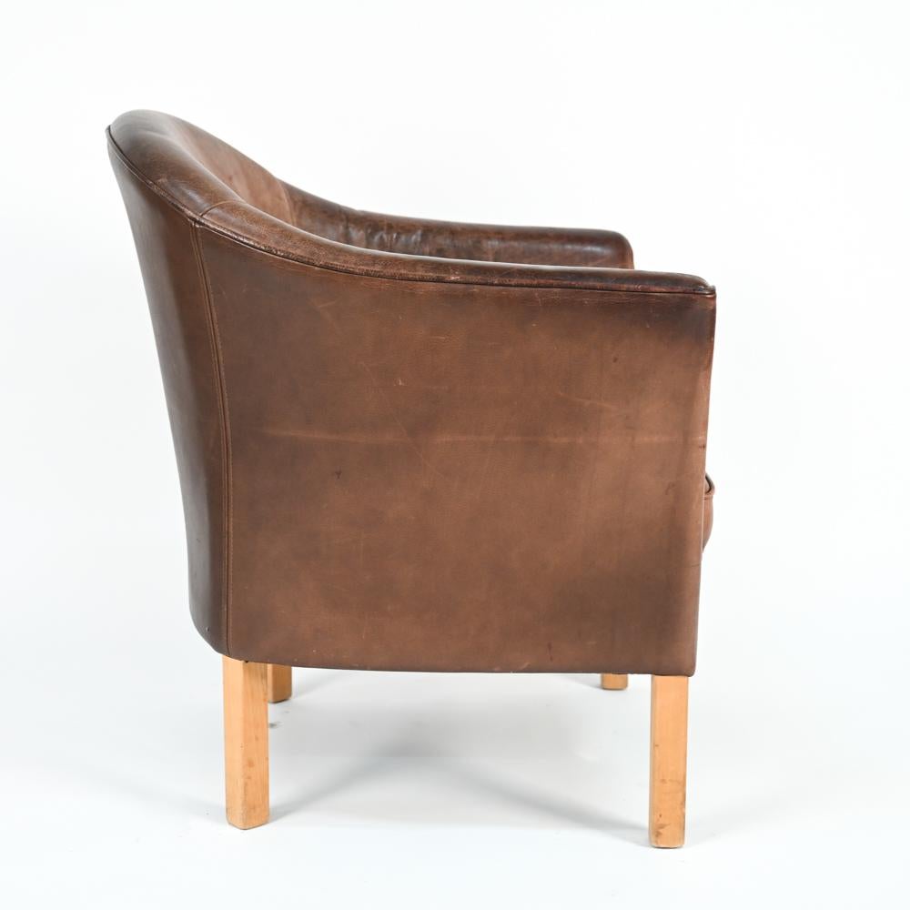 Lars Kalmer for Mogens Hansen Leather Easy Chair In Good Condition In Norwalk, CT