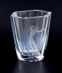 Lars Kjellander for Kosta, Sweden, art glass vase in clear glass. 1930s