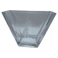 Art Deco Etched Glass Vase by Lars Kjellander for Kosta, Sweden
