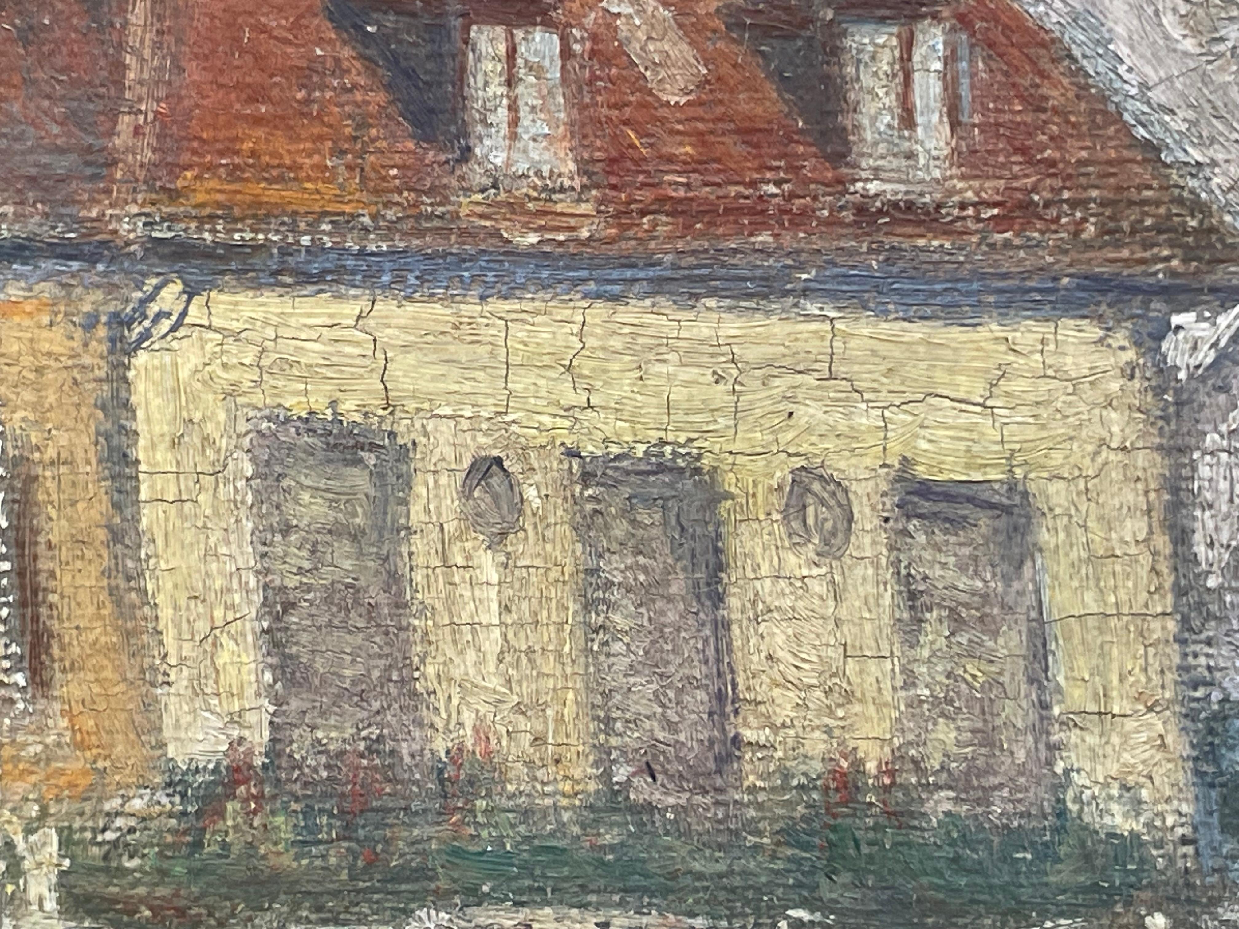 Lars Knudsen Buus (1874-1947) dipinto ad olio di case classiche danesi degli anni '30 in vendita 3