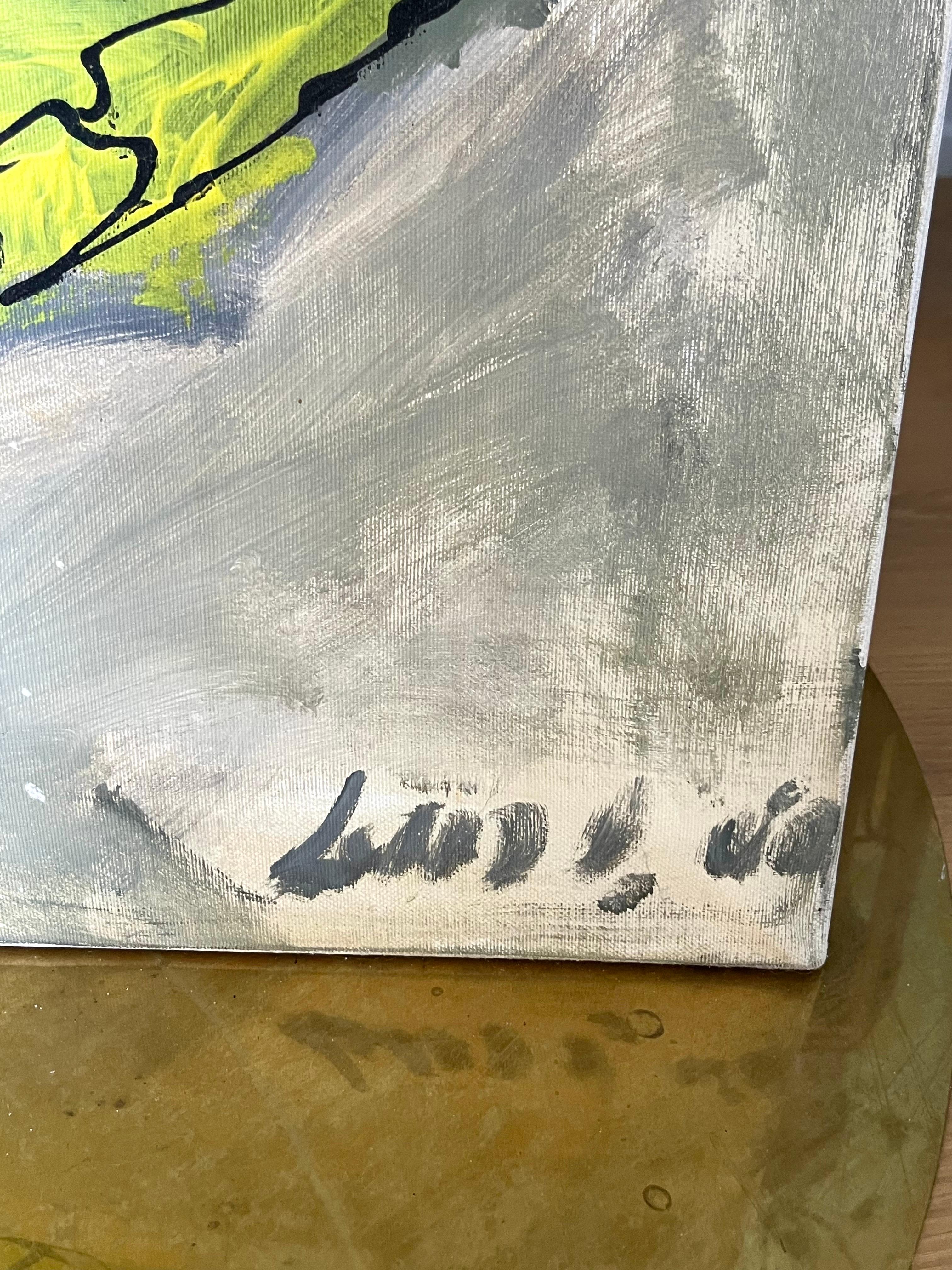 Lars Lundgren, grande peinture à l'huile abstraite sur toile, Danemark, années 1990 en vente 2