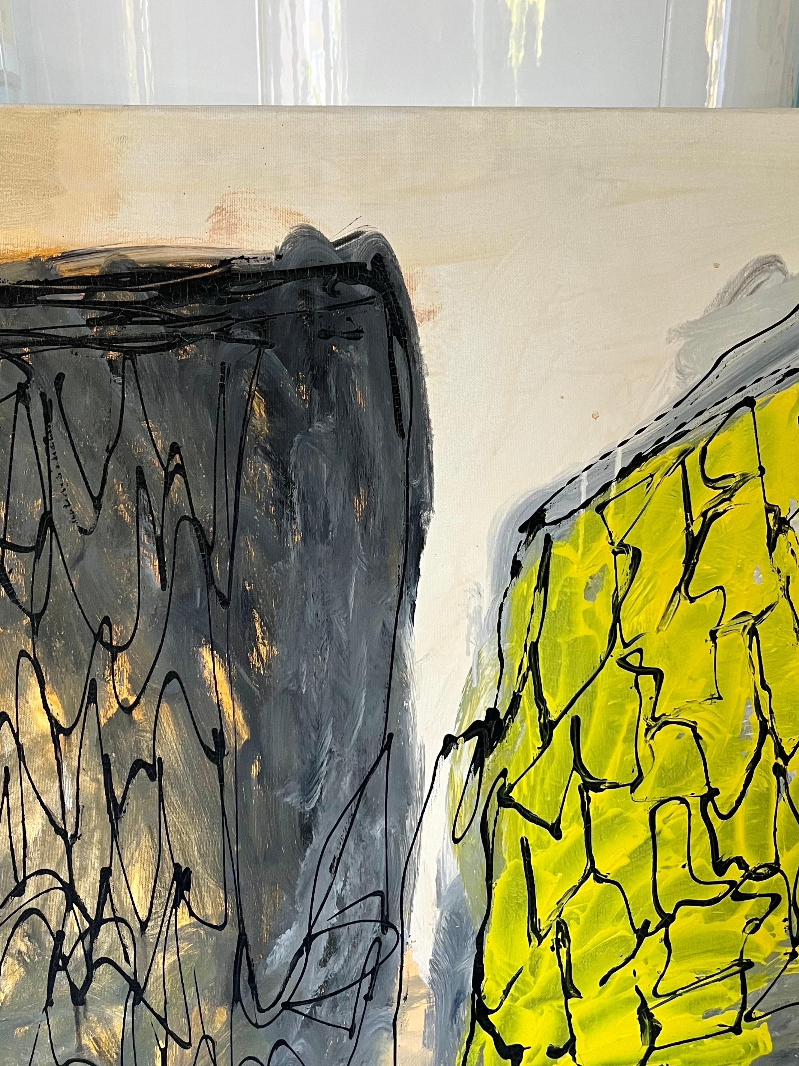 Lars Lundgren, grande peinture à l'huile abstraite sur toile, Danemark, années 1990 en vente 3