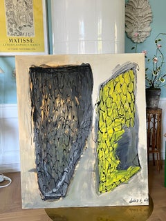 Lars Lundgren, Gran cuadro abstracto al óleo sobre lienzo, Dinamarca, años 90