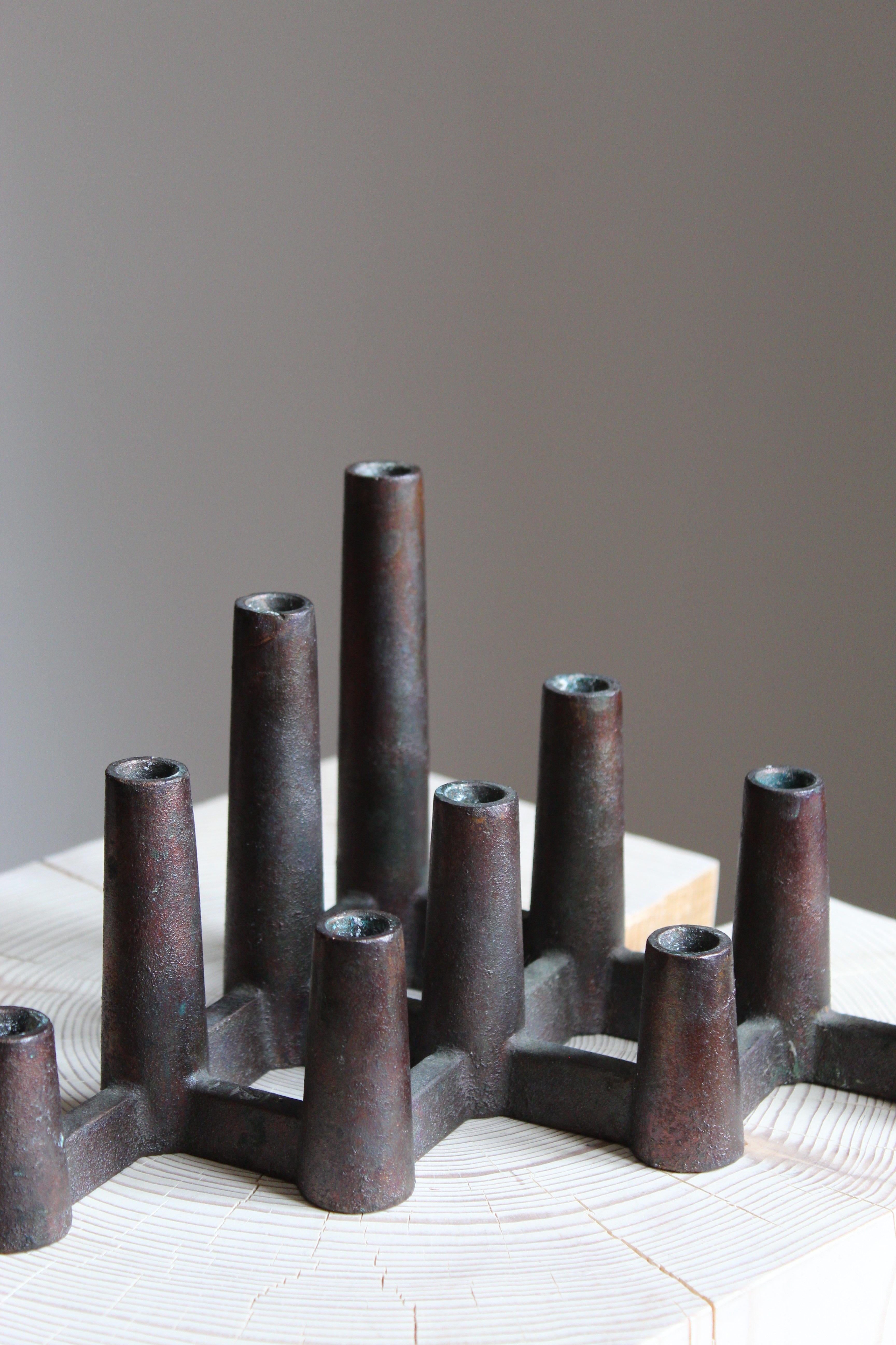 Lars Rolf Lars Rolf, Candelabra / Sculpture, Bronzed Brass, Sweden, 1970s at 1stDibs
