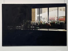 The Bar- 21st Century Contemporary Dutch 'Interior with a view' Oil Painting