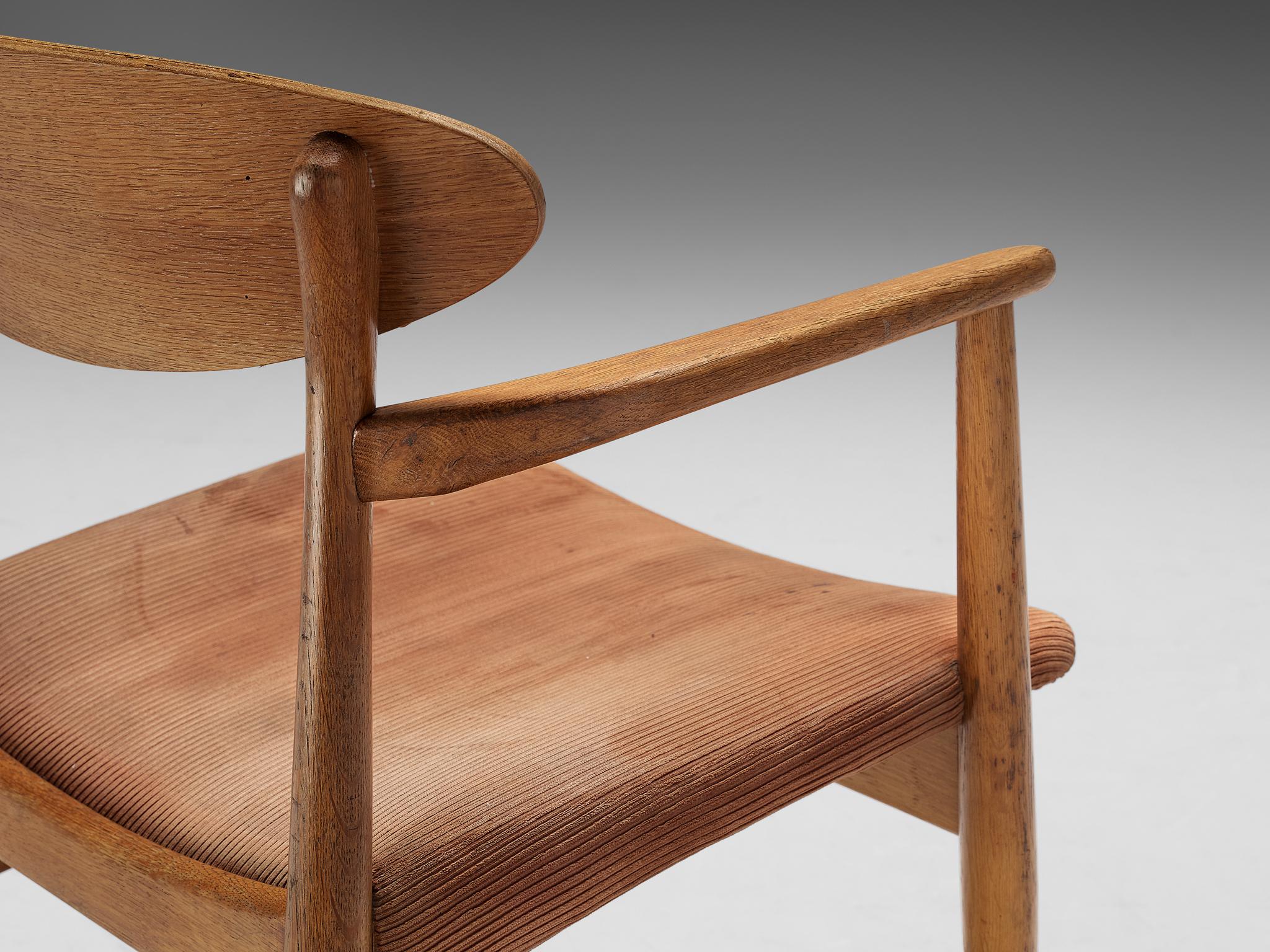 Larsen & Bender Madsen Set of Four Dining Chairs in Oak and Corduroy In Good Condition In Waalwijk, NL