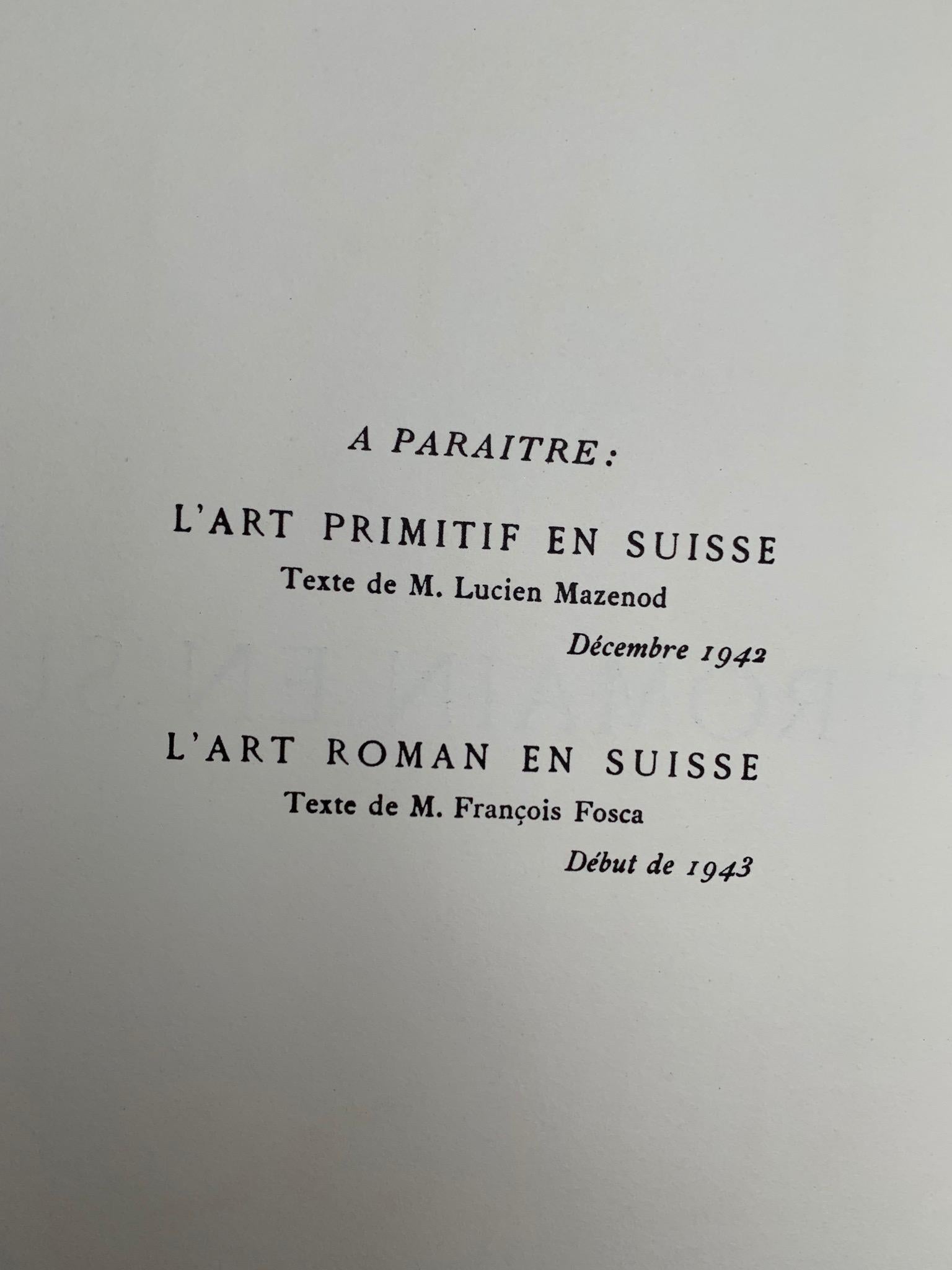 Mid-20th Century L'Art Primitif En Suisse, Roman and Gothique, Lucien Mazenod, 1948