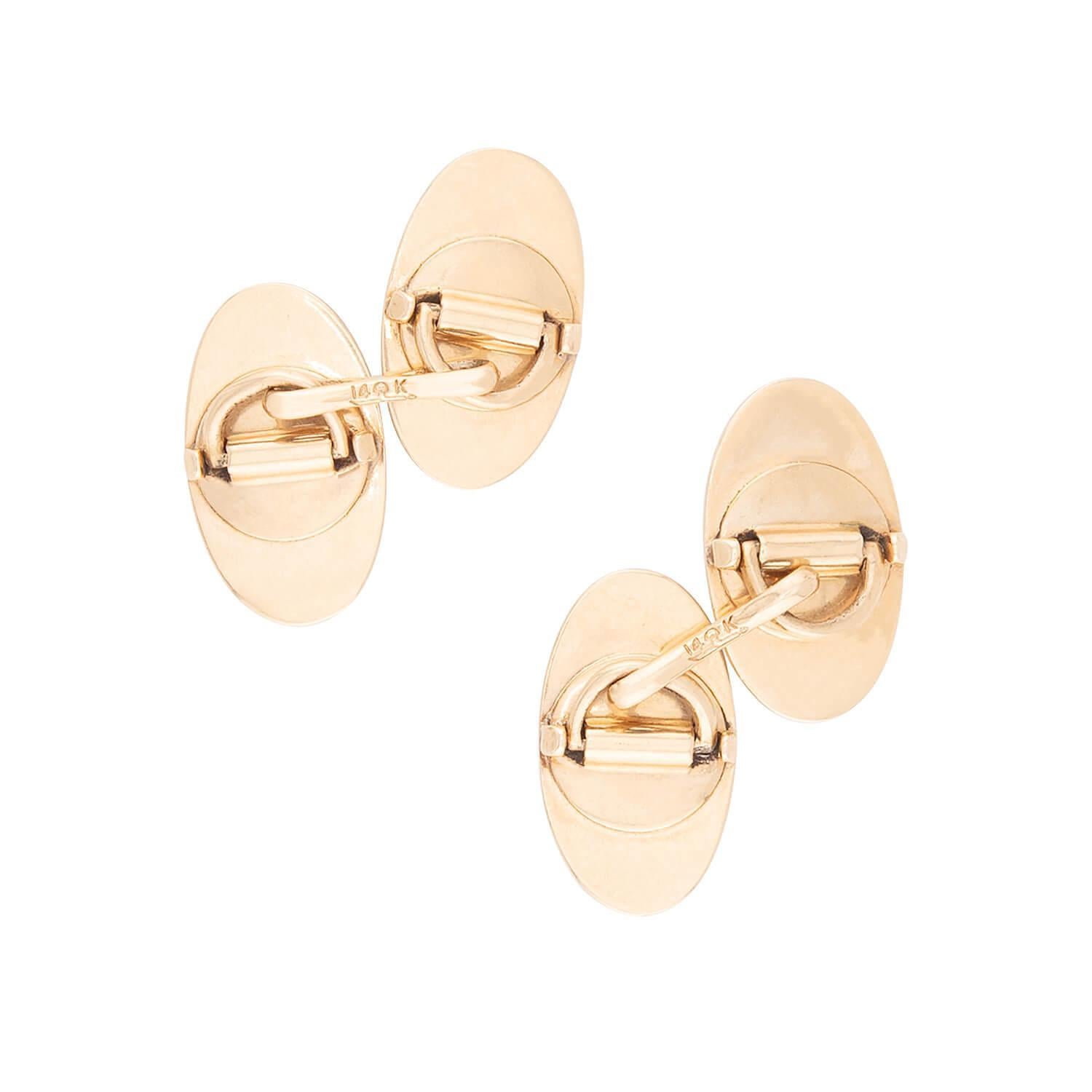 Cabochon LARTER AND SONS Edwardian 14k/Platinum Moonstone Cufflinks For Sale