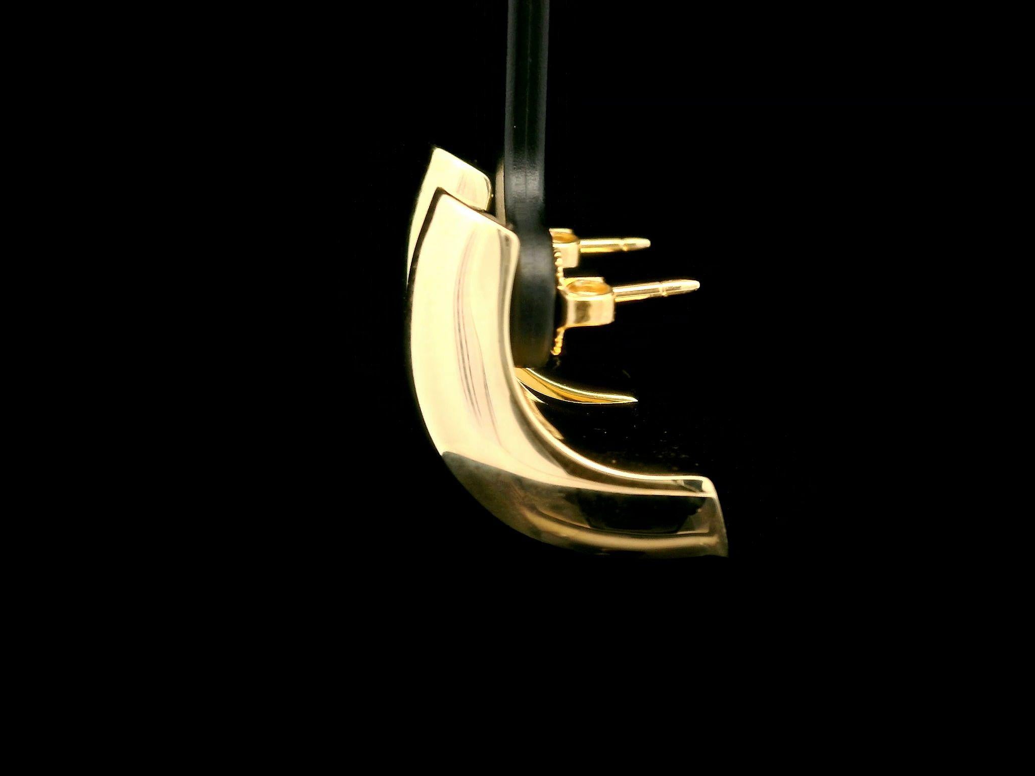 Women's Larter & Sons 14k Yellow Gold Large Polished Puffed Cuff Hoop Earrings For Sale