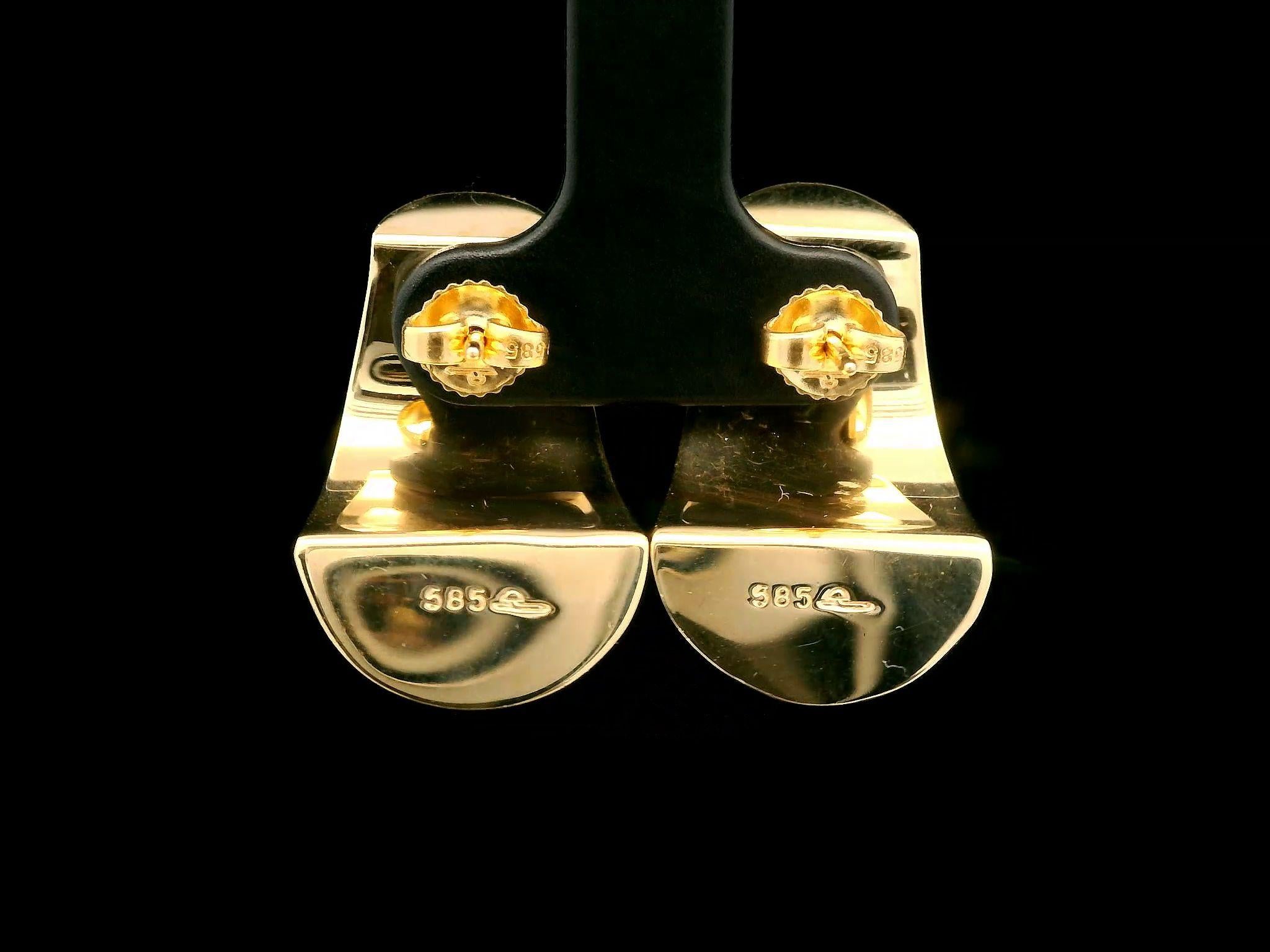 Larter & Sons 14k Yellow Gold Large Polished Puffed Cuff Hoop Earrings For Sale 3